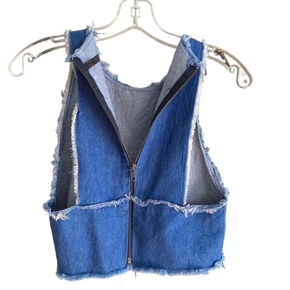 Zara Frayed Denim Crop Top - Picture 4 of 7